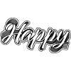 Happiness Typographic Halftone Black