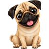 Cute Pug Cartoon Loyal Boyfriend Sitting