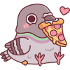 Cute Chubby Pigeon Loves Pizza