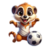 Cute meerkat playing soccer