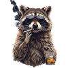 Waschbär Zigarre Whisky 