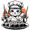 Cat as Chef Sushi Master
