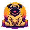 Pug Dog Candle Circle Illustration