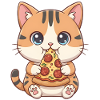 Chat mangeant de la pizza
