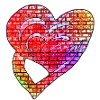 Rainbow heart with brick pattern