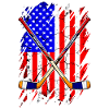 USA Flagge mit Eishockeyschlägern