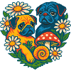 Vibrant Floral Pug Duo