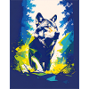 Geometric wolf neon forest
