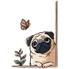 Pug with butterfly