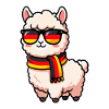Llama with flag look and sunglasses