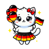 Kitten with German flag balloons
