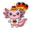 Kawaii Drache mit Herzflagge