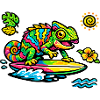 Bunter Chamäleon Surfkunst