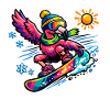 Flamingo snowboard in winter splendour