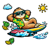 Surfer sloth in tropical style