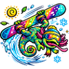 Rainbow Chama Surfboard