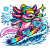 Axolotl Surfer Rainbow Wave