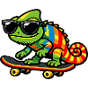 Rainbow Chameleon Skateboard