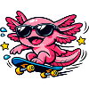 Pink Axolotl Skater with Sunglasses