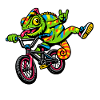 Gecko auf BMX: bunte Fahrt