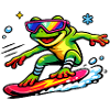 Surfer frog with neon sunglasses