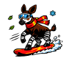 Surfing donkey with scarf