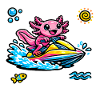 Axolotl Jet Ski Neon Splash