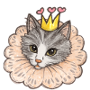 Crowned Cat in Frilly Collar