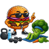 Burger-Gym Hero meets broccoli training