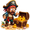 Pirate treasure with ducklings