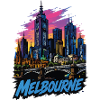 Melbourne Pop Art Skyline Sunset