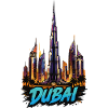 Dubai Skyline Neon Effect
