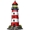 Red lighthouse by the sea