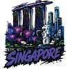 Singapore Neon Skyline & Merlion