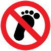 No trespassing. Barefoot walking prohibited