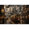 Dieselpunk Straßenbahn – Retro Sci-Fi Design