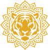 Tiger im minimalistischen Safranmandala