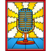 Microphone rétro en vitraux