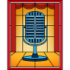 Buntglas-Retro-Mikrofon auf der Bühne