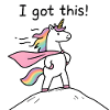 Heroisches Einhorn mit Regenbogenumhang