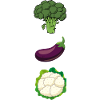 Vegetable trio: broccoli, eggplant, cauliflower
