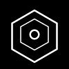 Multi-tiered hexagon logo black