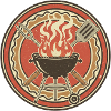 Retro BBQ Grill Flames Badge