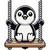Cute Penguin on Swing Cartoon