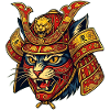 Japanese Samurai Cat Anime Art