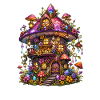 Fairytale mushroom house with crystals