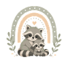 Raccoon Family Boho Rainbow