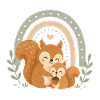 Squirrel Family Boho Rainbow
