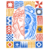 Double Face Lion Portrait Mosaic
