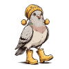 Winter pigeon with pompom hat